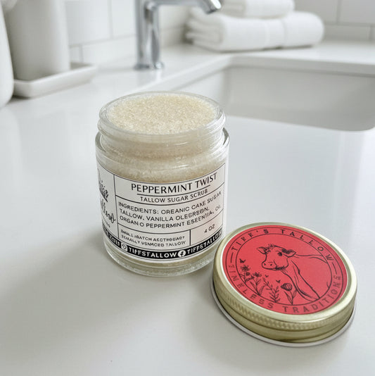 Peppermint Twist Tallow Sugar Scrub