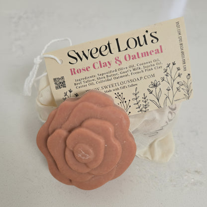 Rose Clay & Oatmeal Tallow Facial Soap